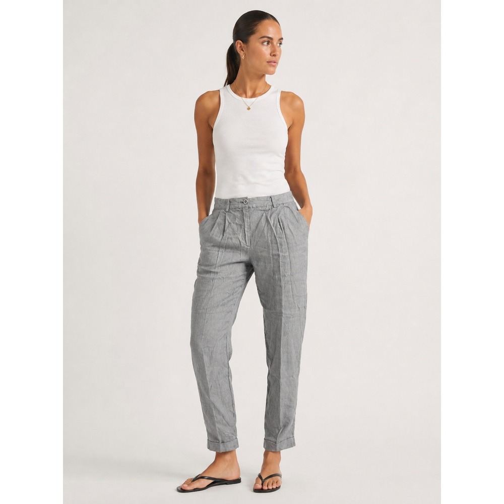 Mexx Gray Tapered Trousers 6 S Cuffed Casual Quite Luxury Pants